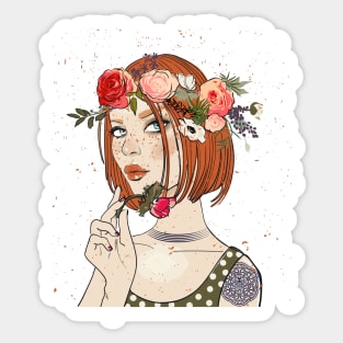 Young woman portrait Sticker